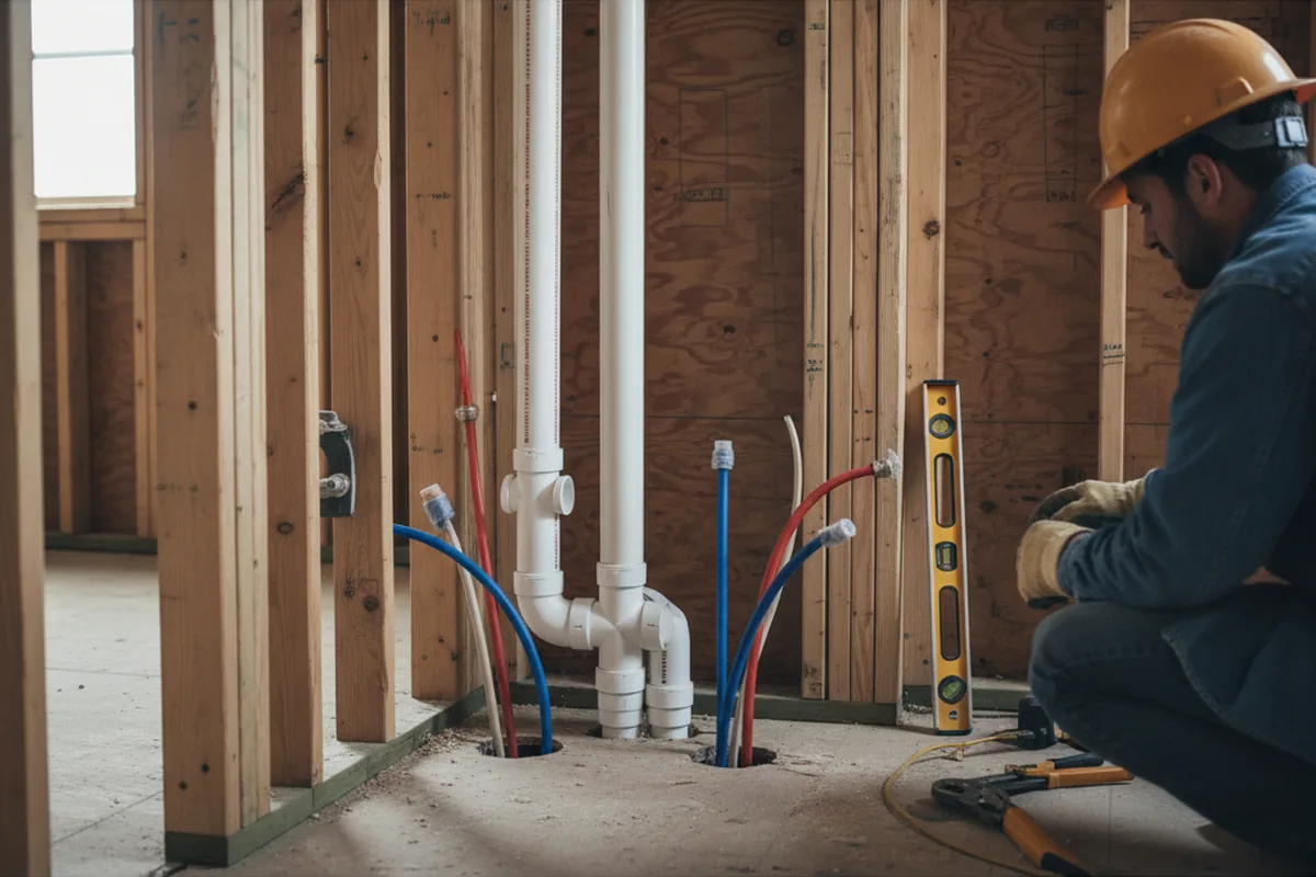 Drain and supply rough-in during Leak Detection in Etowah